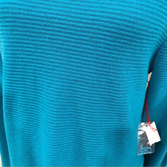 Elle teal asymmetrical long sleeve sweater - Picture 4 of 13